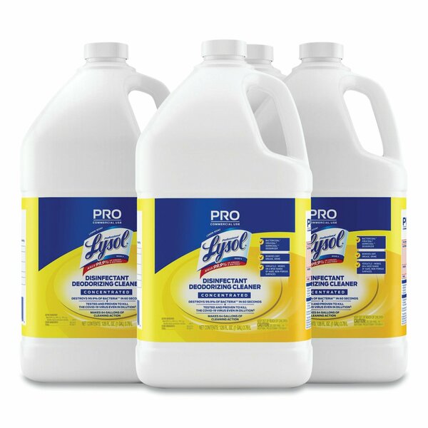 Lysol Disinfectant Deodorizing Cleaner Concentrate, Lemon Scent, 128 oz Bottle, 4PK 19200-99985